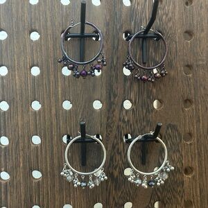 Coldwater Creek Purple and Silver Hoop Earrings